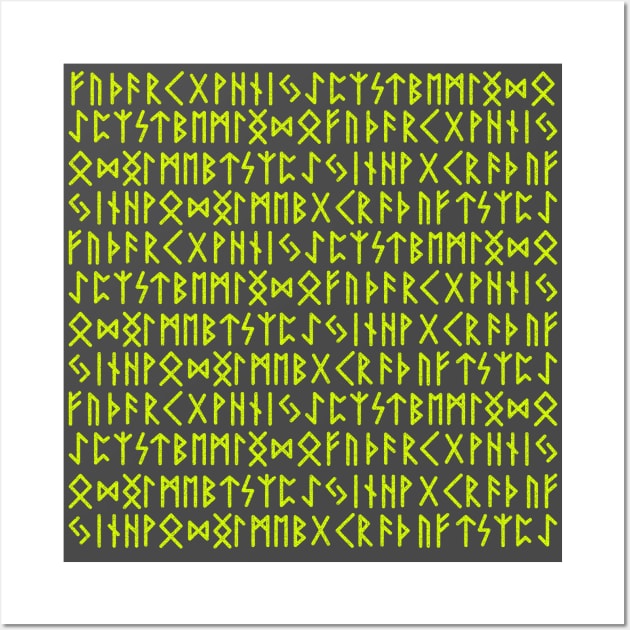 Green nordic runes pattern Wall Art by Drumsartco